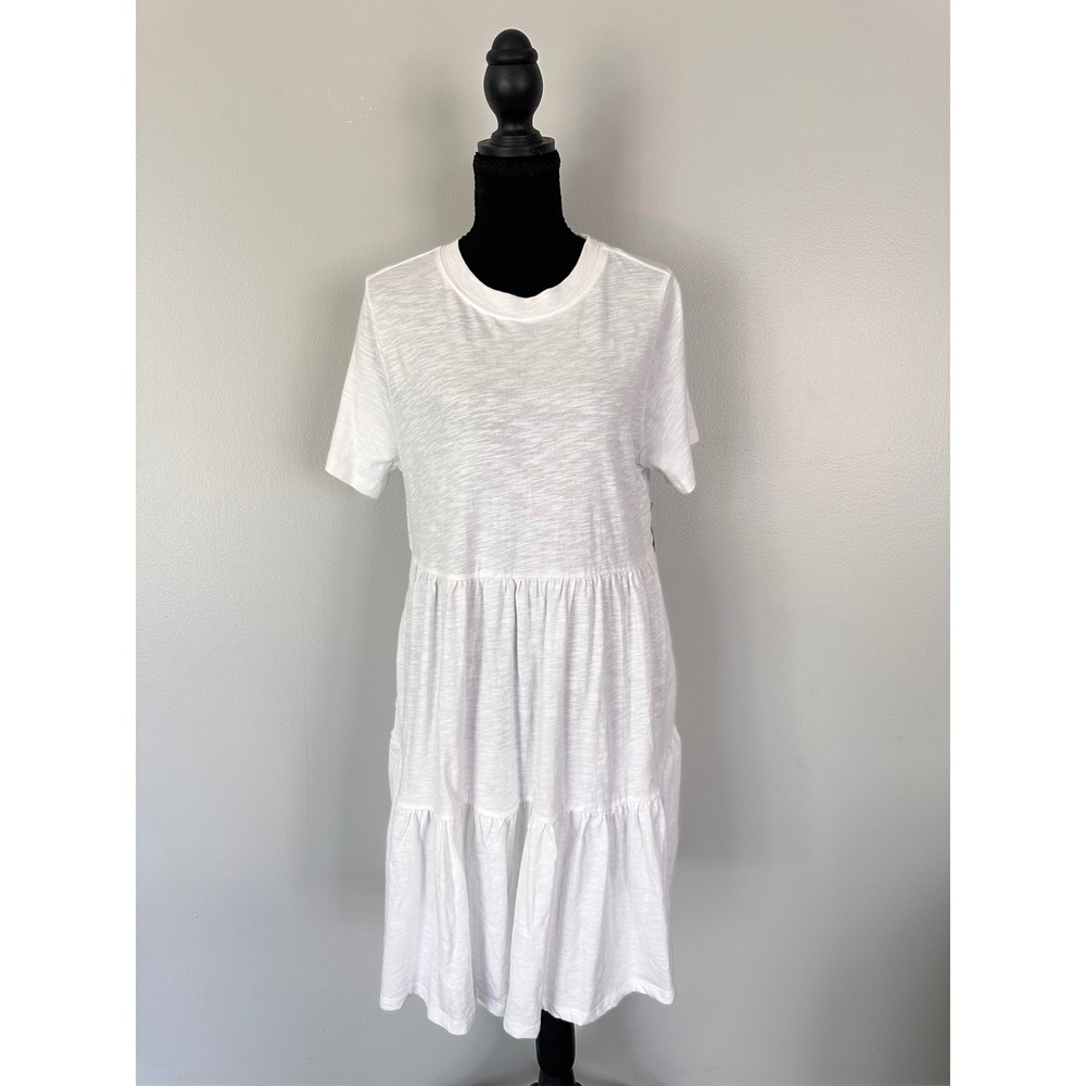 Old Navy Womens White Tiered Babydoll T-Shirt Mini Dress Medium New With Tags